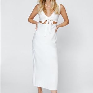 Cut Out Ruched Bust Midi Slip Dress